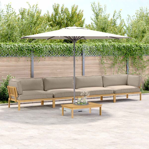 vidaXL Bankstel met kussen Effen 5 pcs Taupe Massief Acaciahout