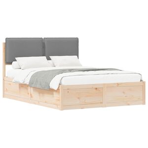 vidaXL Bedframe met Gevoerd Hoofdgedeelte Lichtgrijs 135 x 190 cm