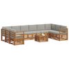 vidaXL Hoekbank Set 11 pcs Natuurlijk en Lichtgrijs Massief Acaciahout