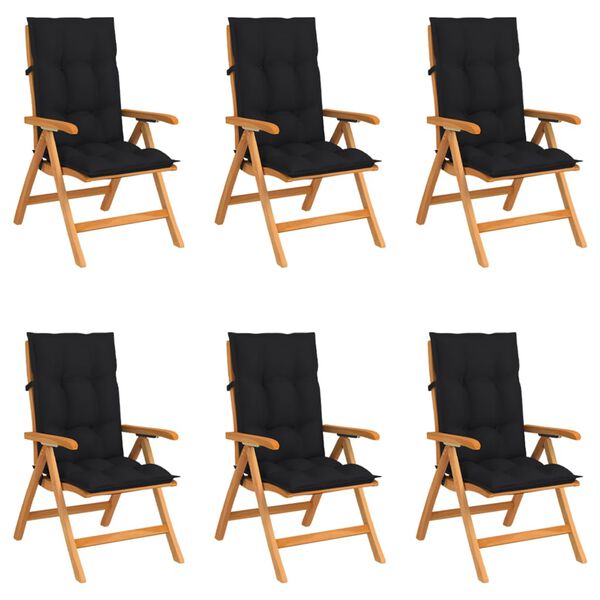 vidaXL Tuinstoelen 6 st verstelbaar met kussens massief teakhout