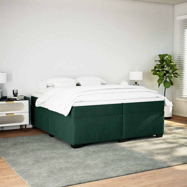 vidaXL Boxspring met matras fluweel donkergroen 200x200 cm