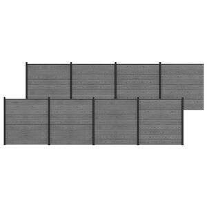 vidaXL Hek set 1391 x 186 cm WPC en Aluminium Grijs