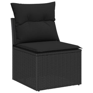 vidaXL Tuin Sofa Set met opslag met kussen 7 pcs Zwart poly rattan