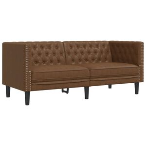 vidaXL Tweezitsbank Chesterfield-stijl kunstsu&egrave;de bruin