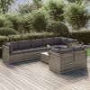vidaXL 9-delige Loungeset met kussens poly rattan grijs