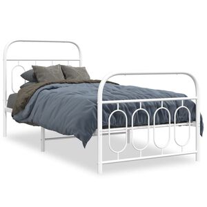 vidaXL Bedframe met hoofd- en voeteneinde metaal wit 80x200 cm