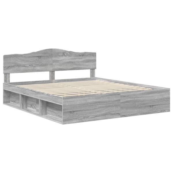 vidaXL Bedframe Grijs Sonoma 180 x 200 cm Massief grenenhout