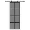 vidaXL Schuifdeur met beslagset 76x205 cm gehard glas zwart