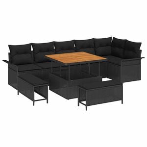 vidaXL Tuin Sofa Set met kussen met opslag 9 pcs Zwart