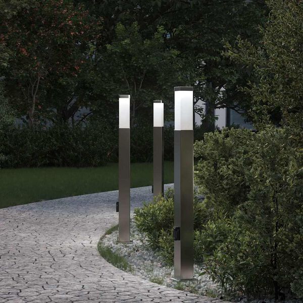 vidaXL Bolderverlichting met stopcontact 3 stuks 80 cm RVS IP44