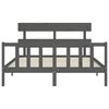 vidaXL Bedframe met hoofdbord massief hout grijs