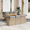 vidaXL 7-delige Loungeset met kussens poly rattan acacia beige