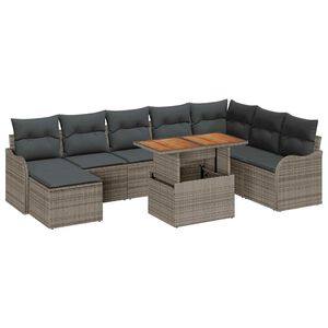 vidaXL Tuin Sofa Set met opslag 9 pcs Grijs Poly riet