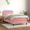 vidaXL Boxspring met matras en LED fluweel roze 80x200 cm