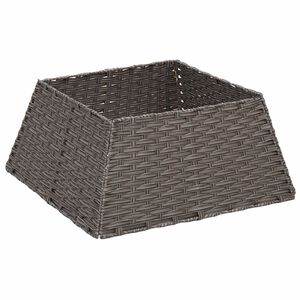 vidaXL Kerstboomkraag Vierkant Grijs 50 x 50 x 25 cm poly rattan