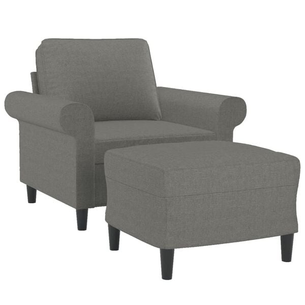 vidaXL Fauteuil met voetenbank 60 cm stof donkergrijs