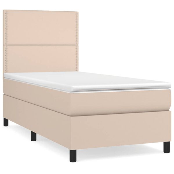 vidaXL Boxspring met matras kunstleer cappuccinokleurig 90x190 cm