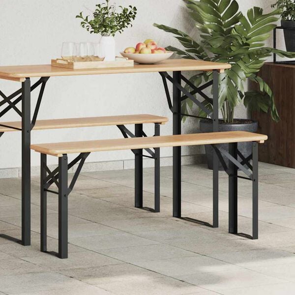 vidaXL Bierbank Poten Zwart Gepoedercoat staal