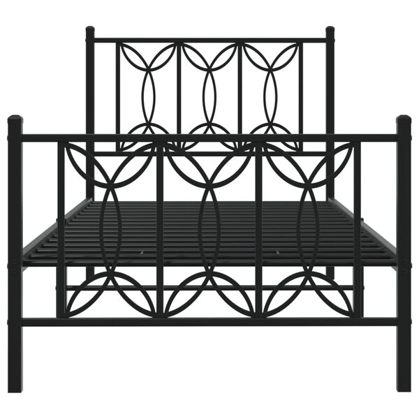 vidaXL Bedframe met hoofd- en voeteneinde metaal zwart 90x190 cm