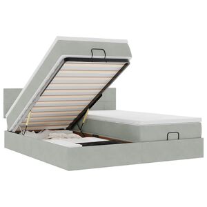 vidaXL Ottoman bed met matrassen en LED's 160x200cm fluweel lichtgrijs