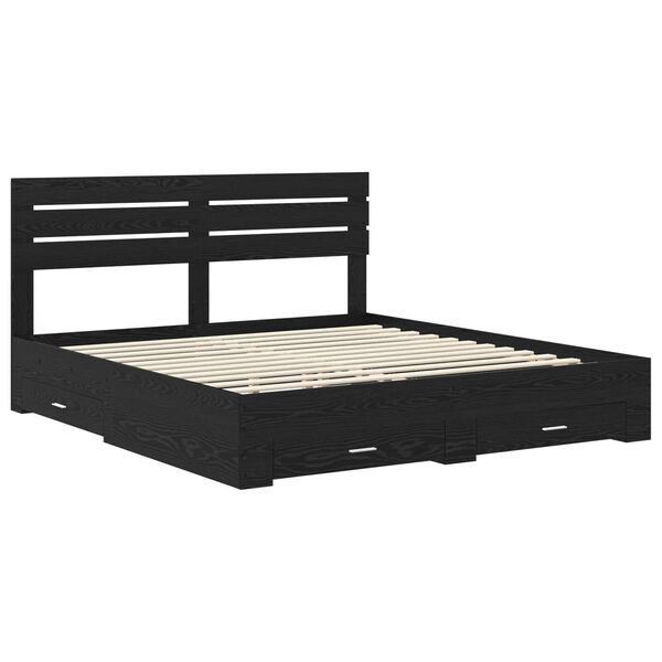 vidaXL Bedframe met lade met hoofdeinde met opslag Bewerkt hout