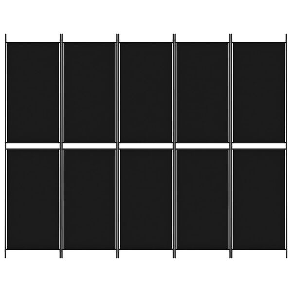 vidaXL Kamerscherm met 5 panelen 250x200 cm stof zwart