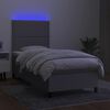 vidaXL Boxspring met matras en LED stof lichtgrijs 90x190 cm