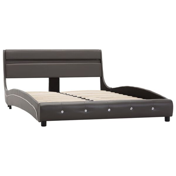 vidaXL Bedframe met LED kunstleer grijs 140x200 cm