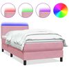 vidaXL Boxspring met matras en LED fluweel roze 120x220 cm