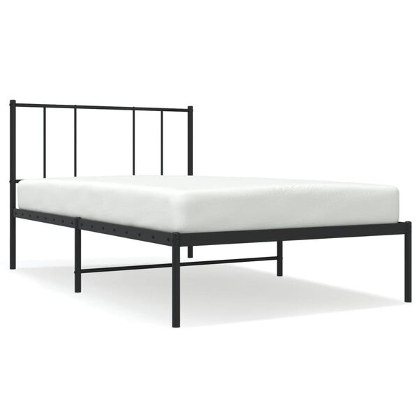 vidaXL Bedframe met hoofdbord metaal zwart 107x203 cm