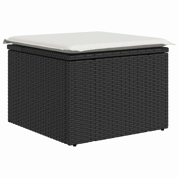 vidaXL Tuinbankenset met kussen 7 pcs Zwart poly rattan