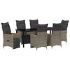 vidaXL Tuin eettafelset met kussen 7 pcs Grijs poly rattan