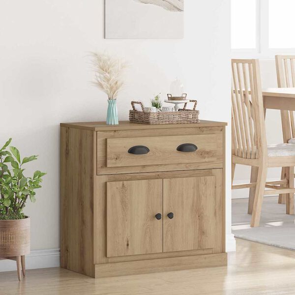 vidaXL Highboard Artisan Eiken 70 x 35,5 x 67,5 cm Bewerkt hout