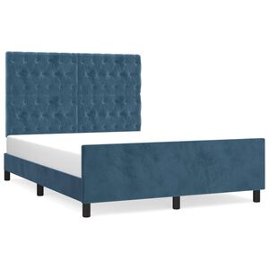 vidaXL Bedframe zonder matras 140x200 cm fluweel donkerblauw
