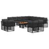 vidaXL Tuinbankenset 14 st Zwart en Donkergrijs poly rattan