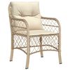 vidaXL Tuin eettafelset met kussen 3 pcs Beige poly rattan