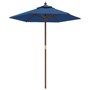 vidaXL Parasol met houten paal 196x231 cm azuurblauw