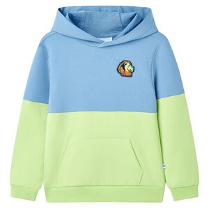 vidaXL Kindertrui met capuchon 104 blauw en zachtgeel