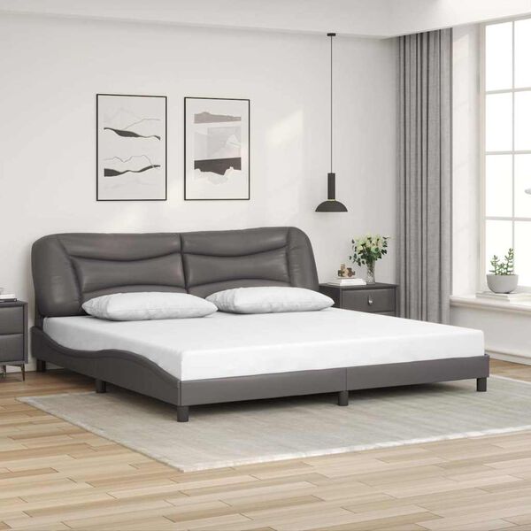 vidaXL Bedframe zonder matras "Hvar" kunstleer grijs 200x200 cm