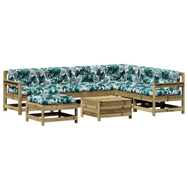 vidaXL 8-delige Loungeset met kussens ge&iuml;mpregneerd grenenhout