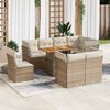 vidaXL 9-delige Loungeset met kussens poly rattan beige