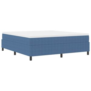 vidaXL Boxspringbed Blauw en Wit 180 x 200 cm Katoen Stof
