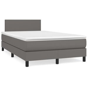 vidaXL Boxspring met matras kunstleer grijs 120x200 cm