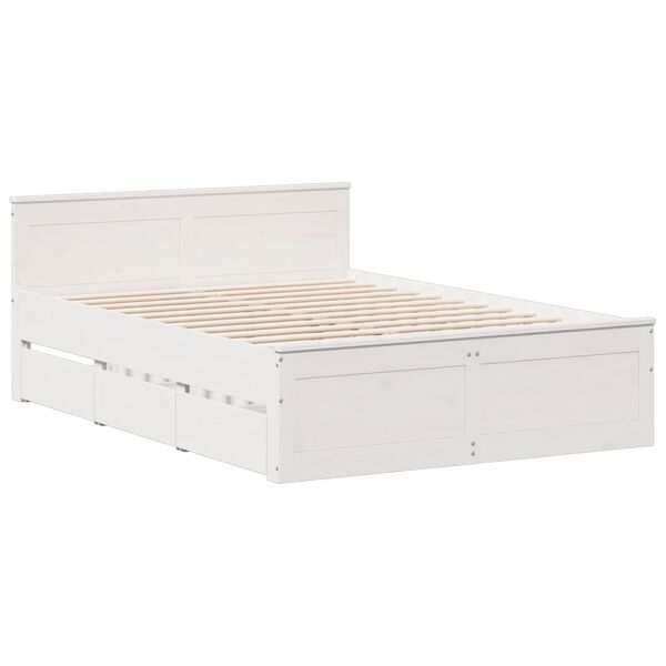 vidaXL Bedframe zonder matras met hoofdbord grenenhout wit 140x200 cm