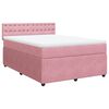 vidaXL Boxspring met matras fluweel roze 140x200 cm