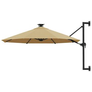 vidaXL Wandparasol met LED's 300 cm taupe