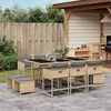 vidaXL 11-delige Tuinset met kussens poly rattan gemengd beige
