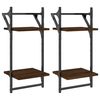 vidaXL Wandschappen 2-laags met stangen 2 st 30x25x65 cm bruineiken