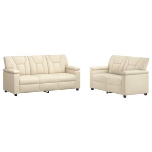 vidaXL Bankstel 2 pcs Cr&egrave;mekleurig Kunstleer