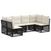 vidaXL Tuinbankenset 6 st 6-zits Zwart poly rattan